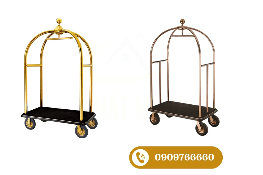 Xe đẩy hành lý mạ lồng chim