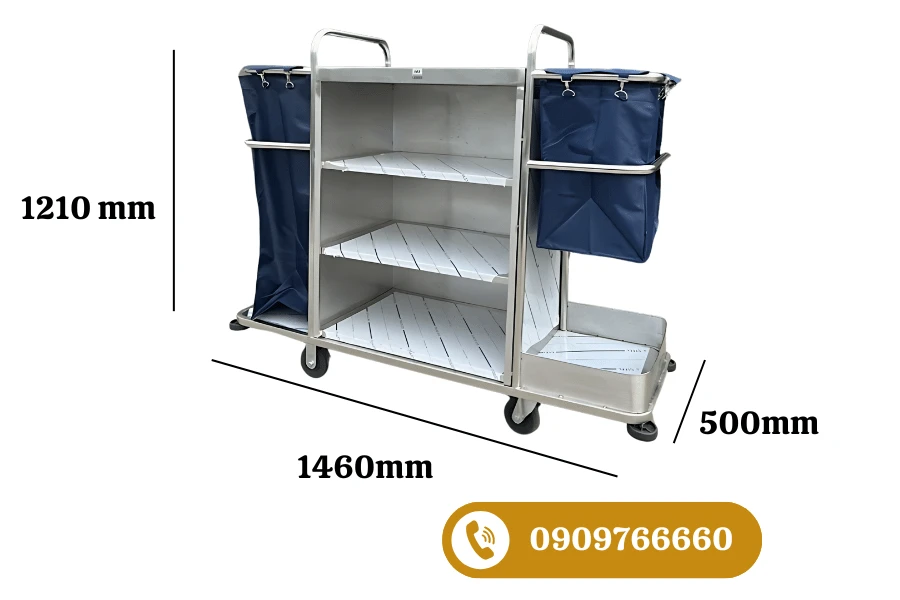 Thông số kỹ thuật của sản phẩm xe đẩy dọn phòng inox VS61X03-304?