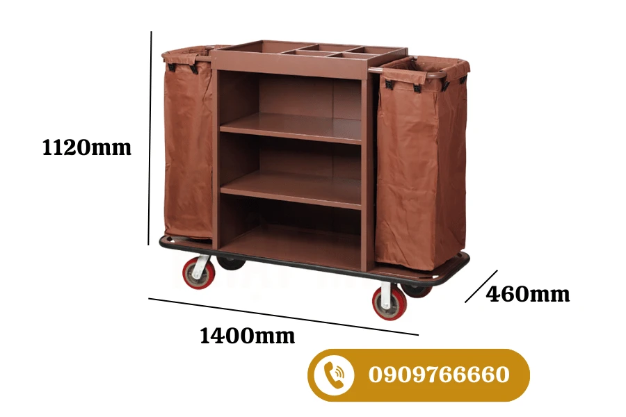 Thông số kỹ thuật xe dọn phòng sắt sơn 2 túi lắp ráp VS61X05