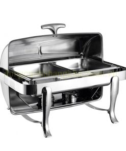 Nồi hâm nóng buffet chữ nhật chân inox trắng nắp mở 180 Độ BF-CN1056K