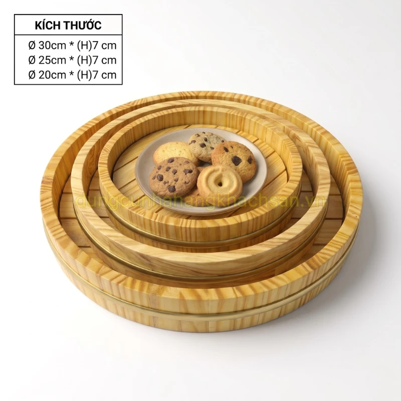 Kích thước khay gỗ tròn trang trí NM-BF001
