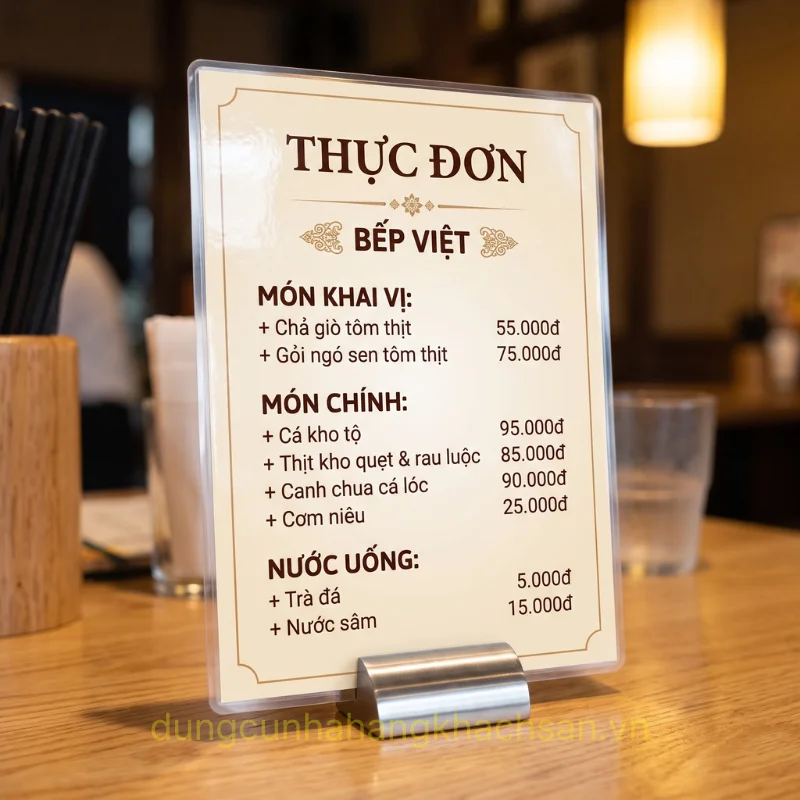 Bảng menu BF-BT003 với thực đơn khổ A5