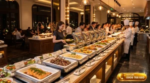 Không gian tổ chức tiệc buffet sang trọng tại nhà hàng cao cấp
