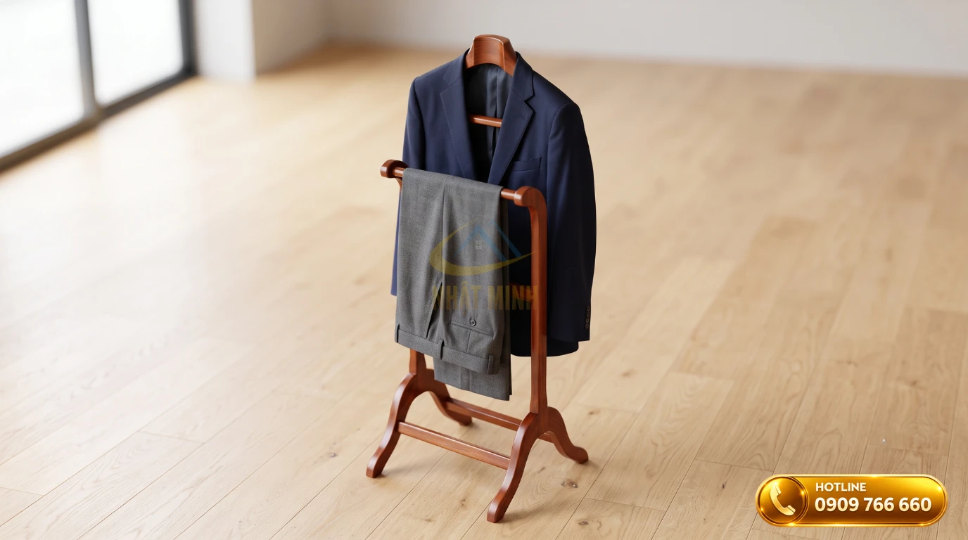Cây treo áo vest gỗ tiêu chuẩn PN AV J42 màu nâu đỏ đẹp mắt