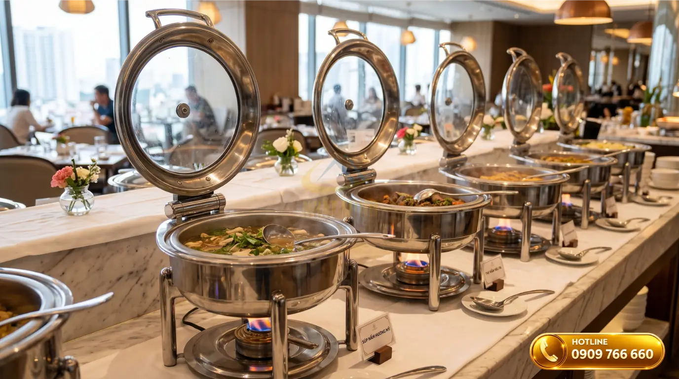 Bảng giá cho thuê nồi hâm nóng thức ăn buffet bằng inox cao cấp