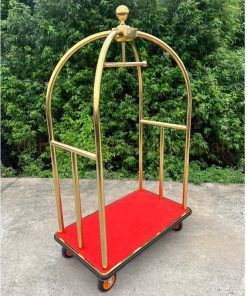 Xe đẩy hành lý inox mạ vàng (LẮP RÁP) TS-NMXHL02