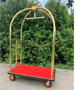 Xe đẩy hành lý inox mạ vàng (LẮP RÁP) TS-NMXHL02