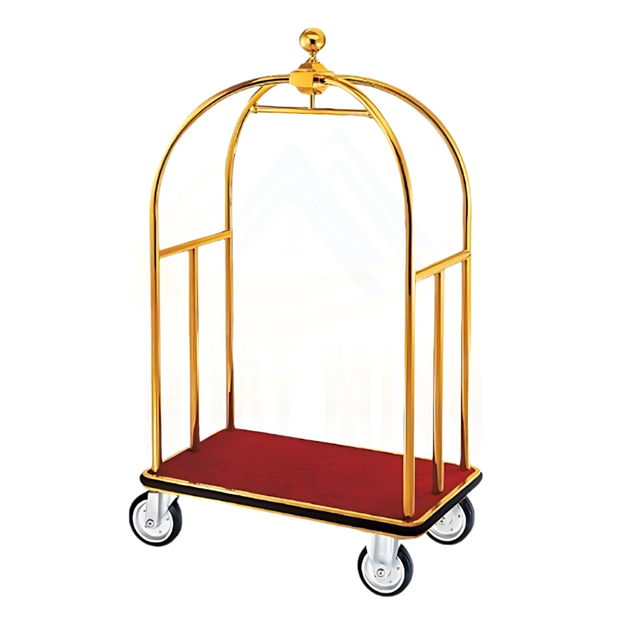 Xe đẩy hành lý inox mạ vàng (LẮP RÁP)