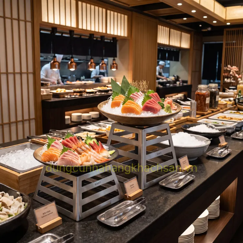 Chân đế trưng bày buffet BF125441 tại nhà hàng Nhật