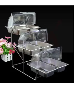 Kệ trưng bày thức ăn buffet 3 tầng inox Có Nắp PC GK-NM-3T022