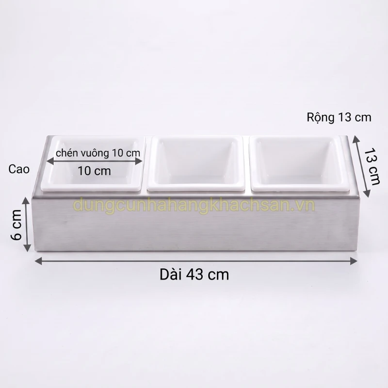 Kích thước kệ đựng sốt topping 3 ngăn GK-NM-SI3N3