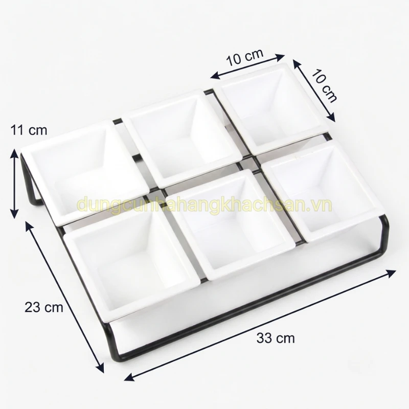 Kích thước kệ đựng sốt topping 6 ngăn GK-NM-SS6N2T