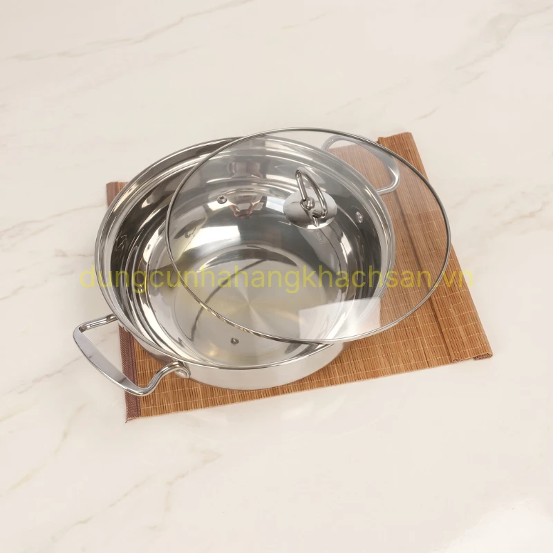 Nồi lẩu inox 3 đáy nắp kiếng 26 cm BE-NM-NK26