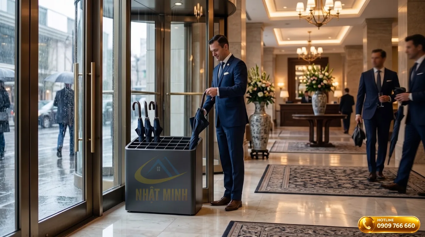 Thùng đựng ô dù sảnh khách sạn