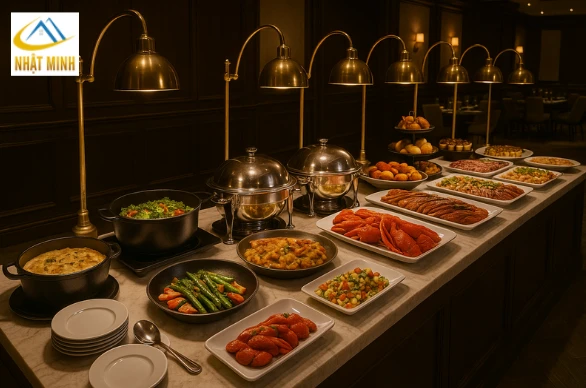 Setup quầy line buffet đẹp, sang trọng