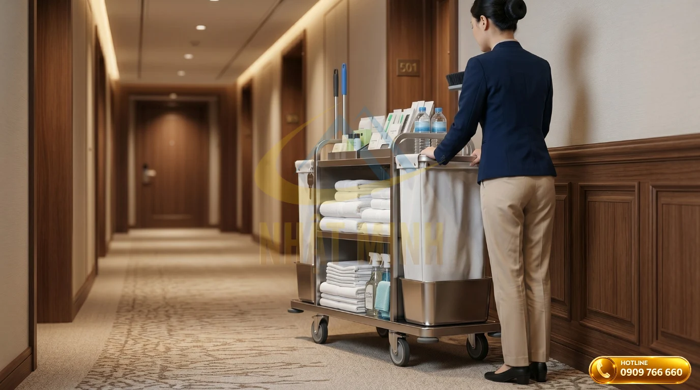 Kỹ thuật đẩy xe dọn phòng khách sạn