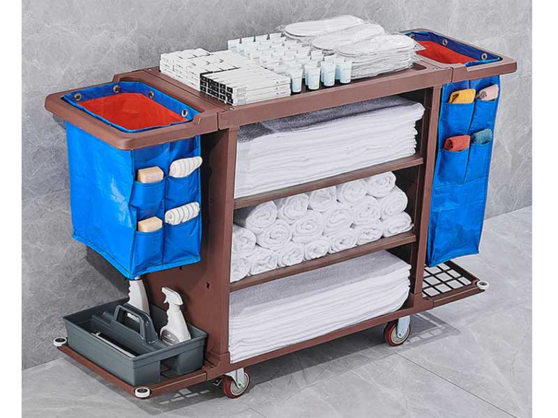 Xe đẩy phục vụ phòng khách sạn khung thép chắc chắn - Chịu tải trọng lớn