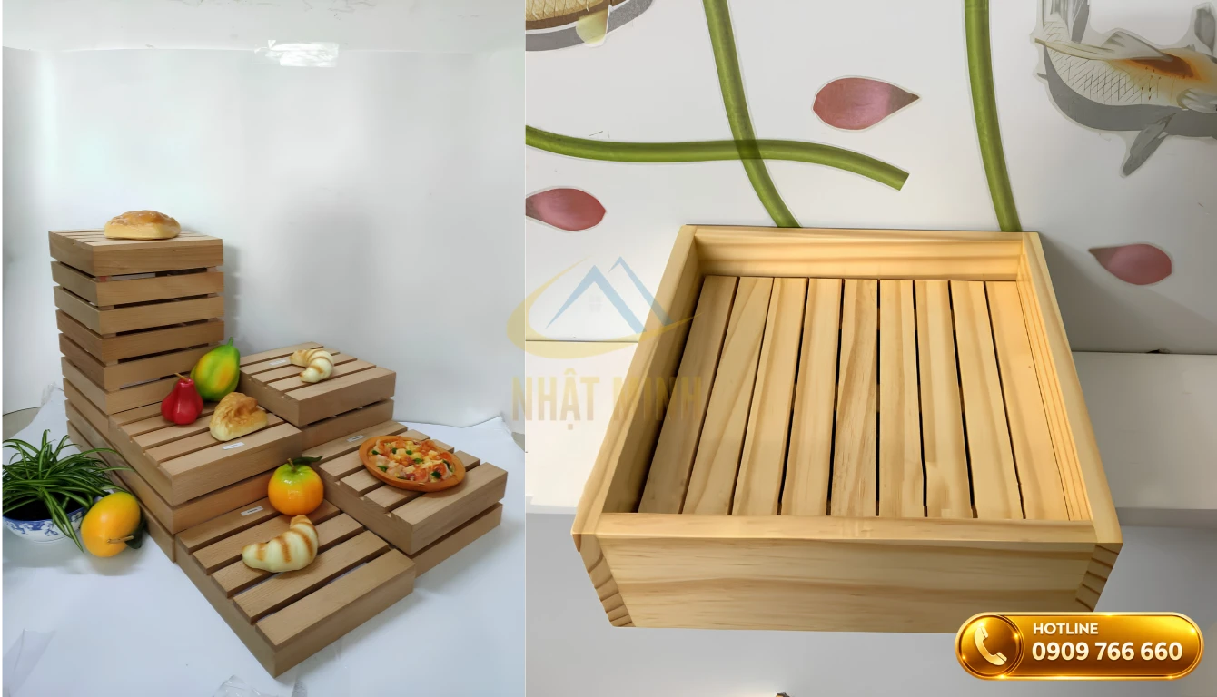 Dụng cụ trang trí tiệc buffet kệ gỗ