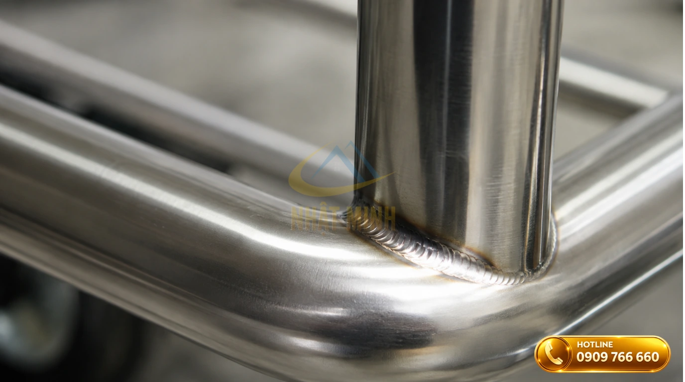Cận cảnh khung sườn inox chịu lực cao của xe thu gom đồ dơ chuyên dụng