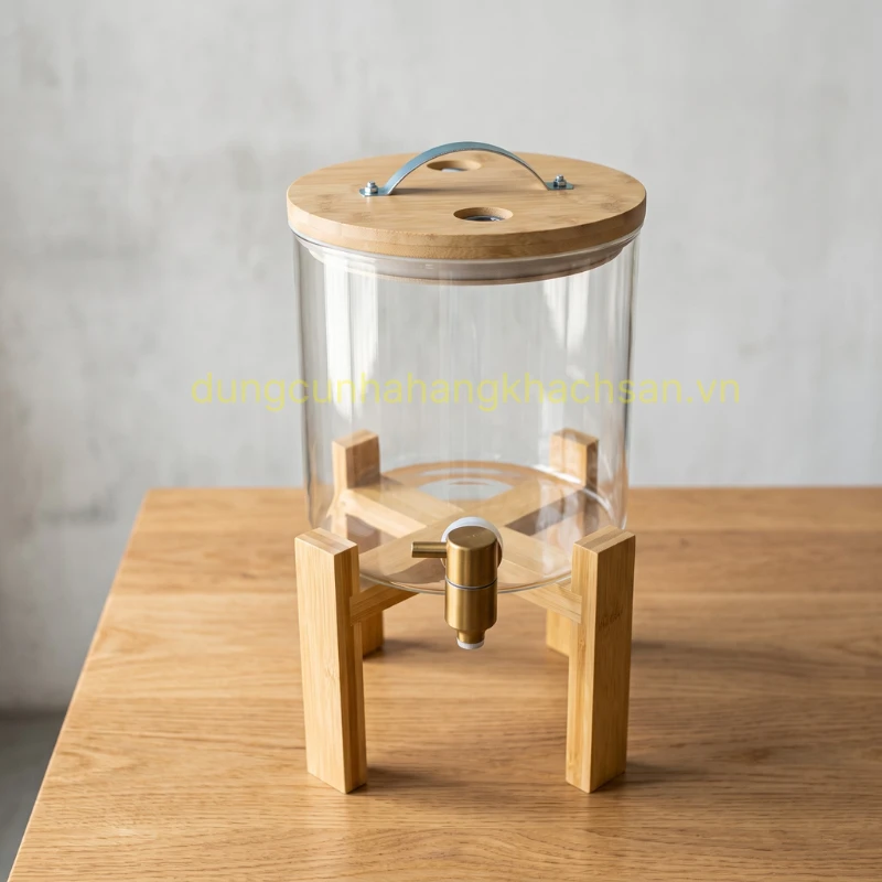Bình Nước Trái Cây Chân Gỗ 5 Lít