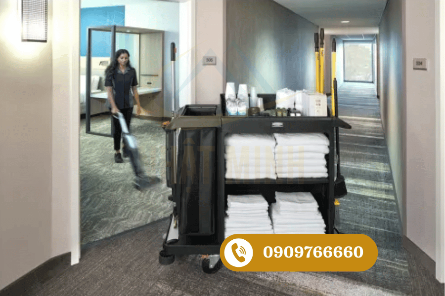 Mẹo tối ưu quy trình dọn phòng với xe đẩy làm phòng