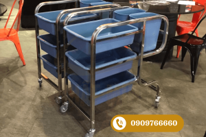 Xe thu dọn thức ăn 3 tầng