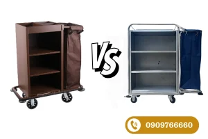  So sánh chi tiết giữa xe đẩy dọn phòng khách sạn sắt sơn và inox