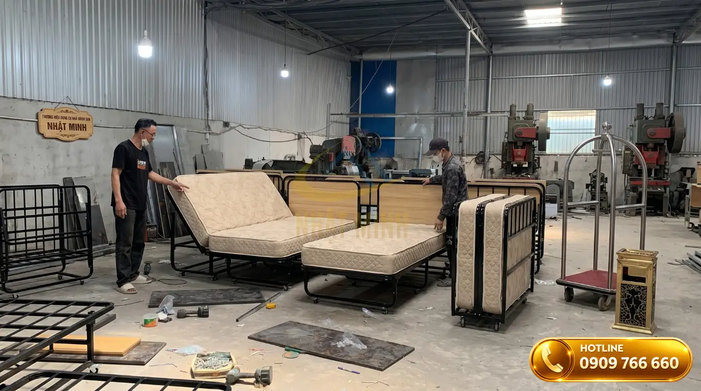 Xưởng sản xuất các mẫu giường phụ extra bed cao cấp của thương hiệu Nhật Minh