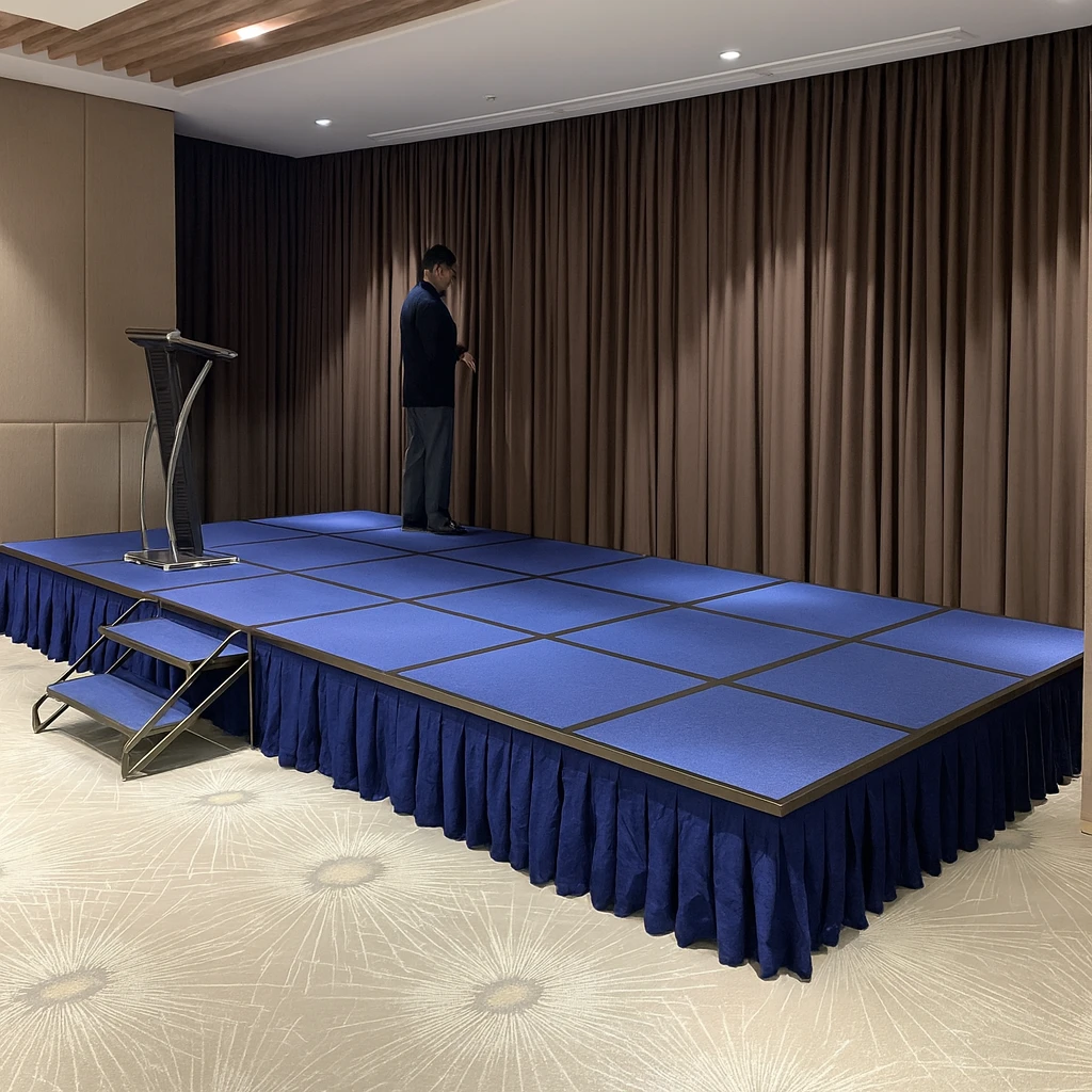 Bục sân khấu sự kiện màu xanh dương sang trọng