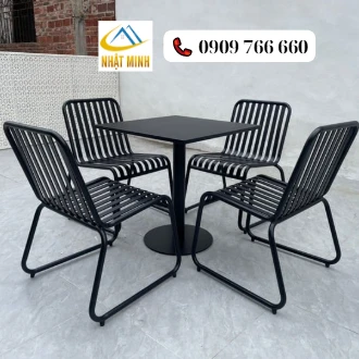 Bộ bàn ghế cà phê bằng sắt chắc chắn