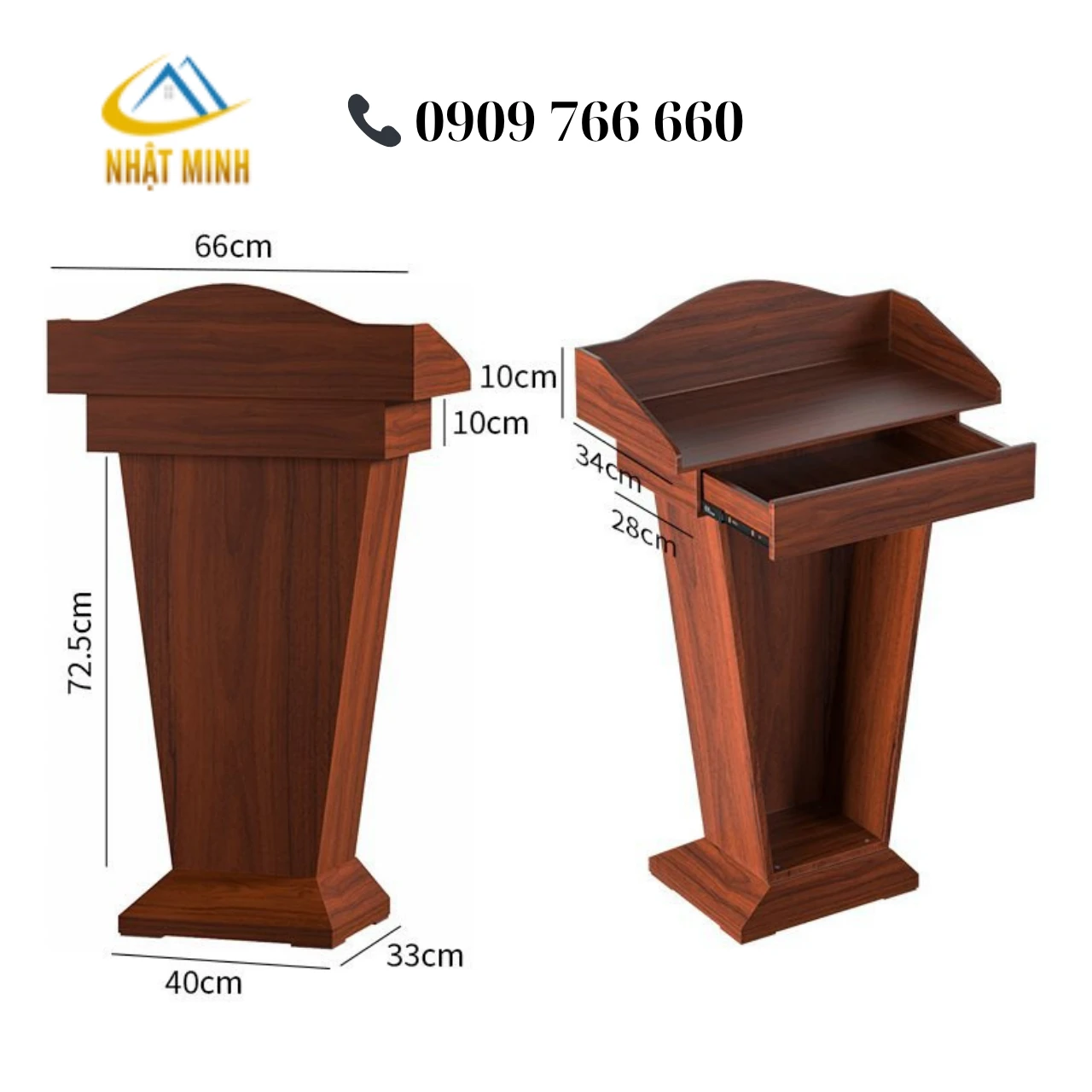 Bục phát biểu bằng gỗ nâu