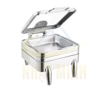 Nồi hâm nóng buffet vuông nắp kính dùng điện