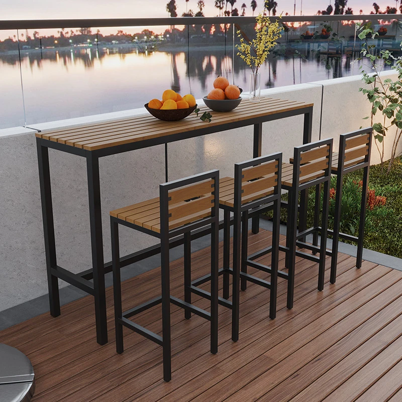 Bộ bàn ghế ngoài trời chân cao