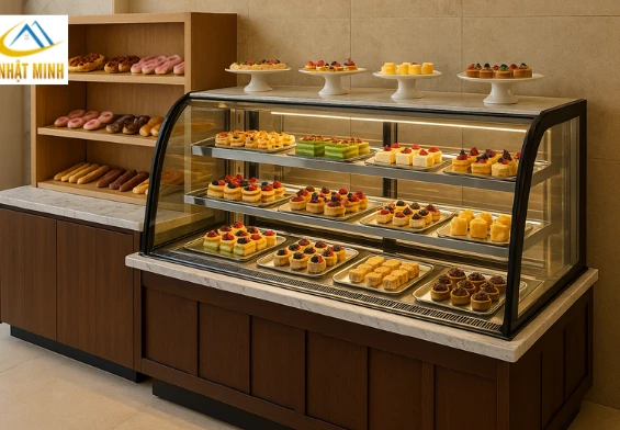 Quầy line bánh ngọt kết hợp tủ trưng bày lạnh