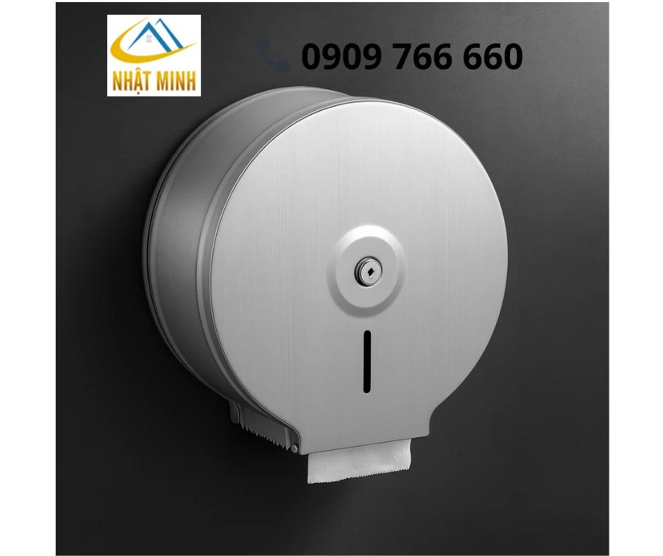 Hộp đựng khăn giấy inox tròn lớn bóng 121614027