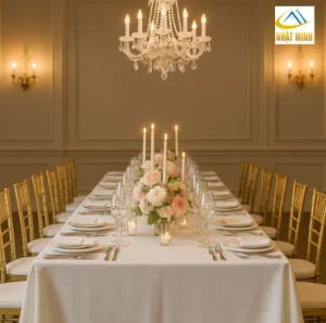 Setup bàn tiệc Âu sang trọng