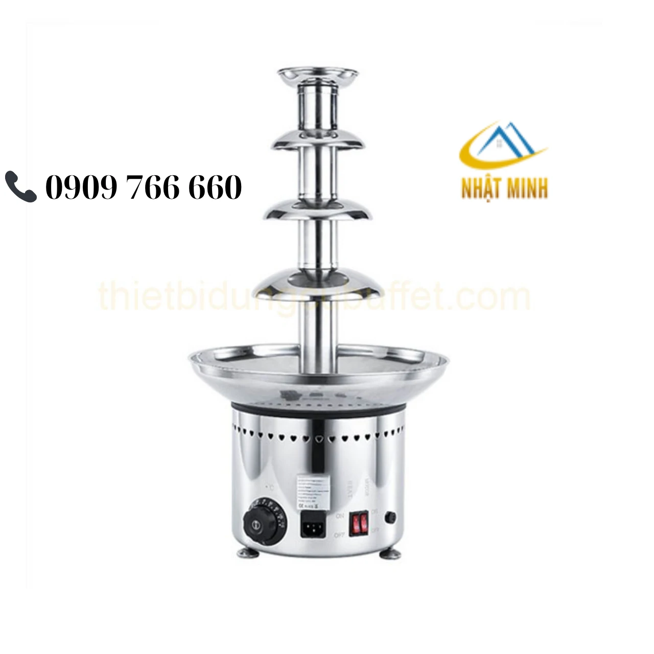 Tháp phun socola 4 tầng bằng inox không gỉ