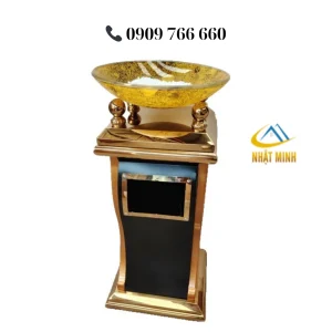 Thùng rác inox, đá hoa cương, mạ vàng, bát thủy tinh cao cấp