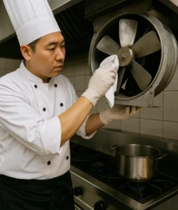 Vệ sinh quạt thông gió bếp nhà hàng