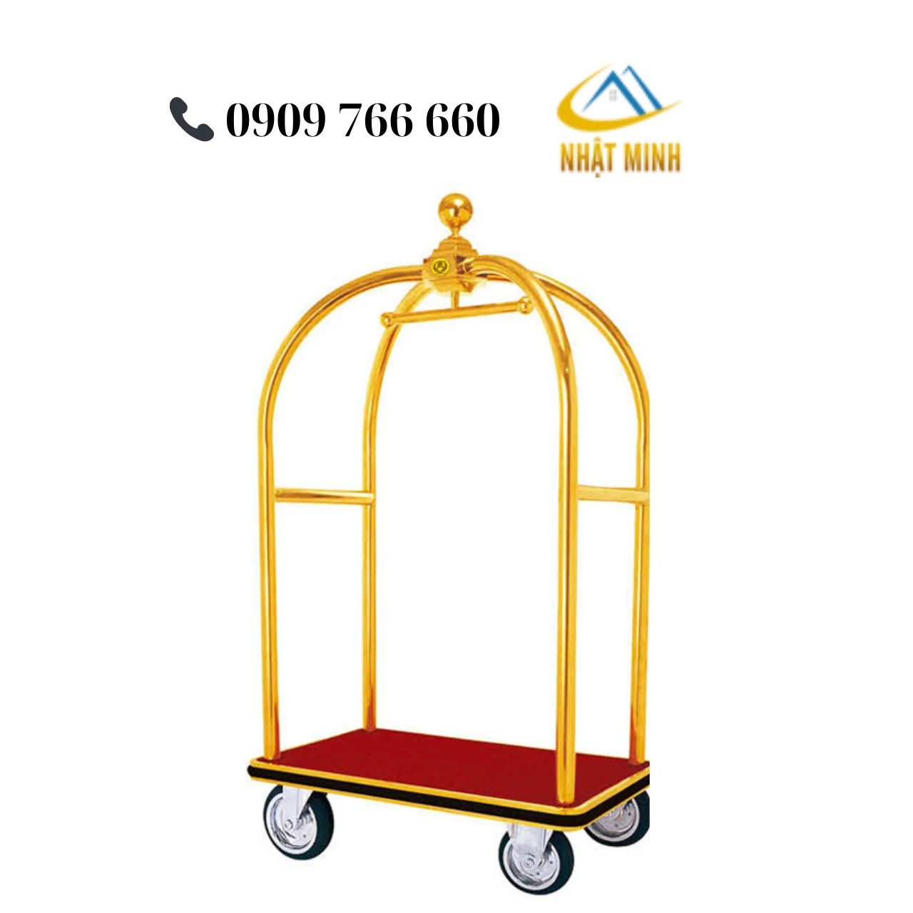 Xe đẩy hành lý mạ vàng hình chuông