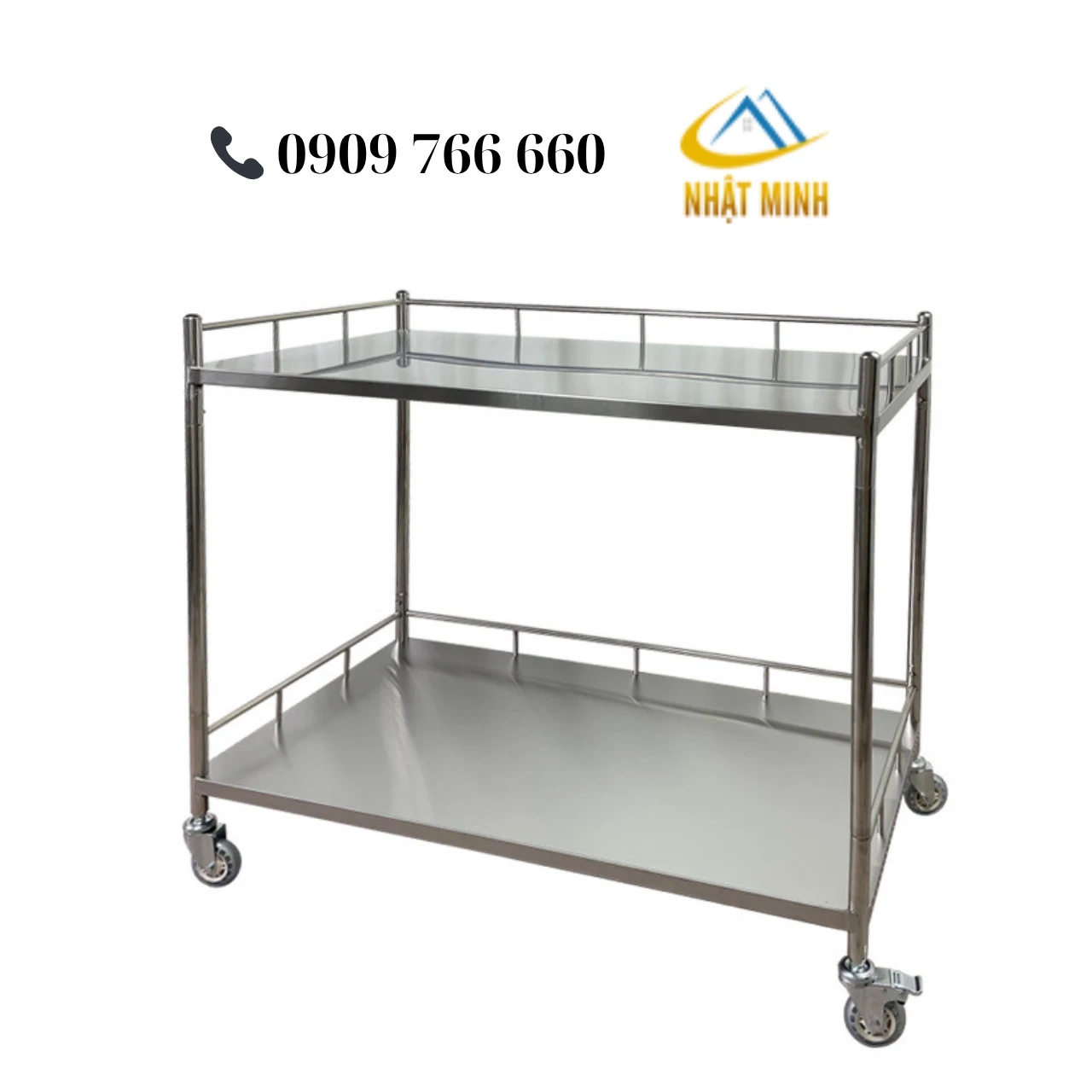 Xe đẩy phục vụ 2 tầng inox không gỉ