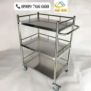 Xe đẩy thức ăn 3 tầng bằng inox cao cấp