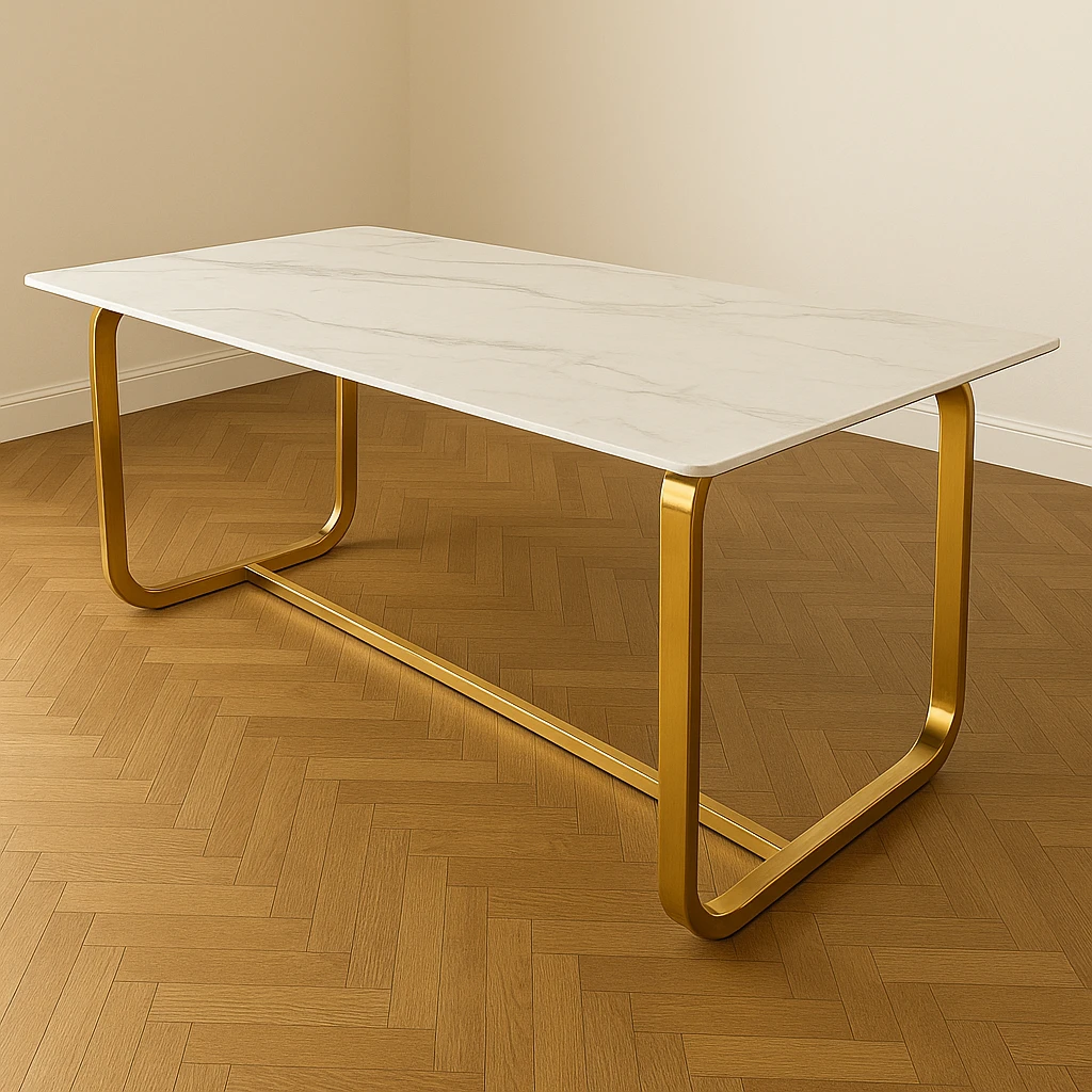 Bàn ăn nhập khẩu chân inox mạ vàng