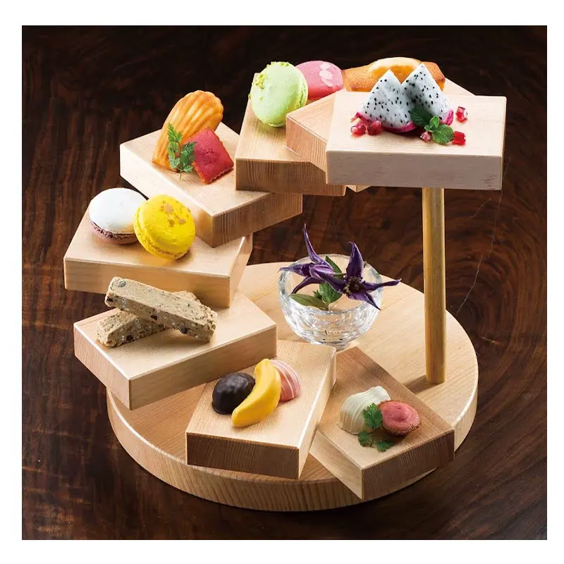 Kệ gỗ thức ăn trang trí tiệc buffet 8 tầng