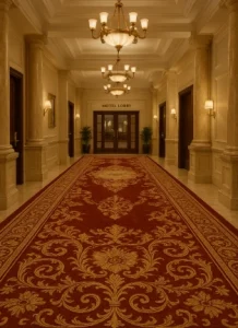 Thảm dệt hoa văn cổ điển cho hành lang khách sạn