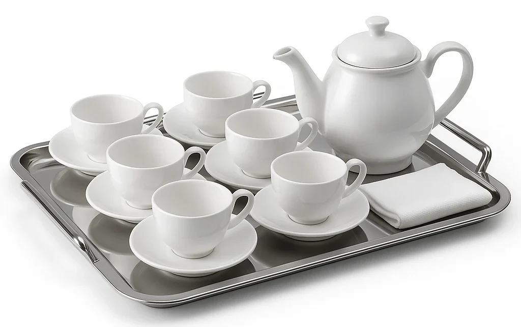 Bộ Ấm Trà Sứ Cao Cấp Kèm Khay Inox 304