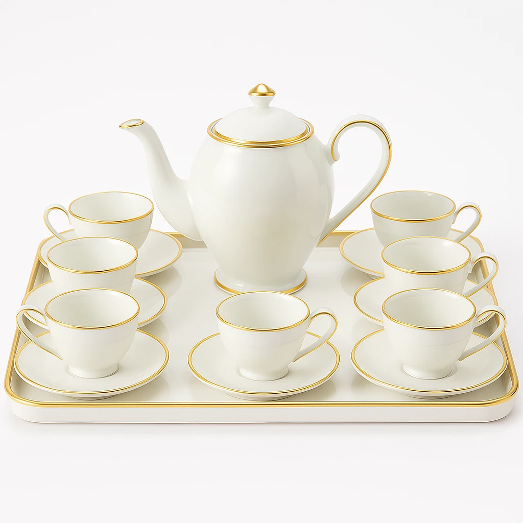 Bộ Ấm Trà Sứ Viền Vàng Royal Gold