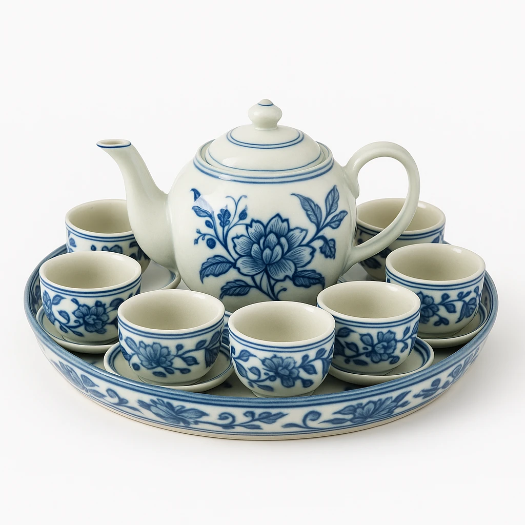 Bộ Ấm Trà Sứ Gốm Bát Tràng Cao Cấp