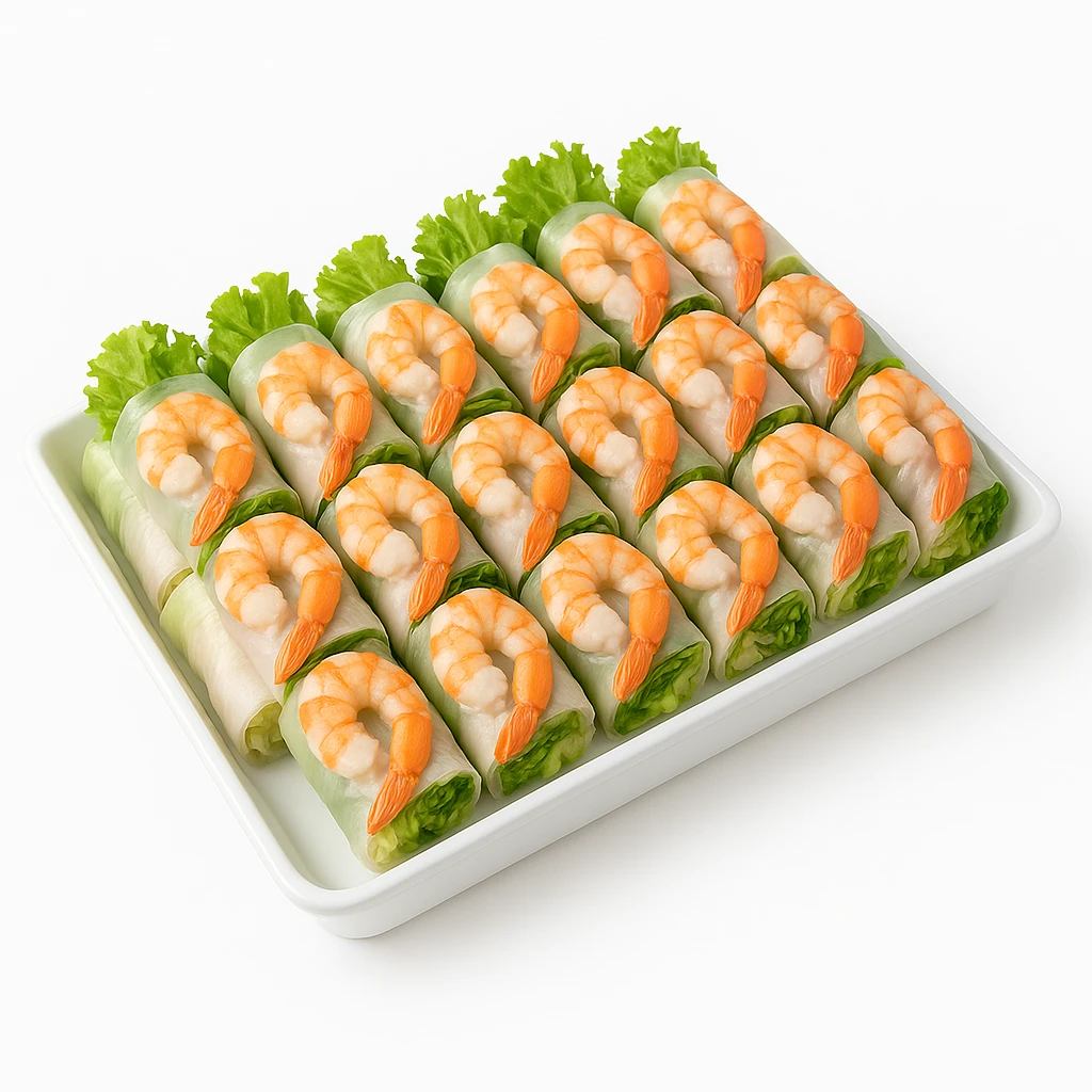 Khay trưng bày buffet Gỏi cuốn tôm thịt