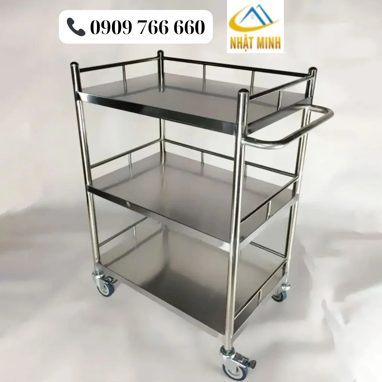 Xe đẩy thức ăn 3 tầng inox